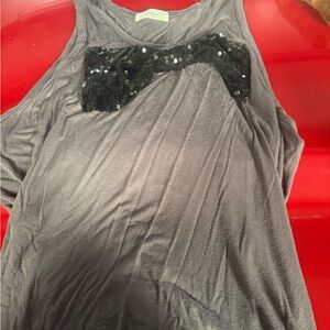 Solemio Gray Tank with Black Sequin Bow